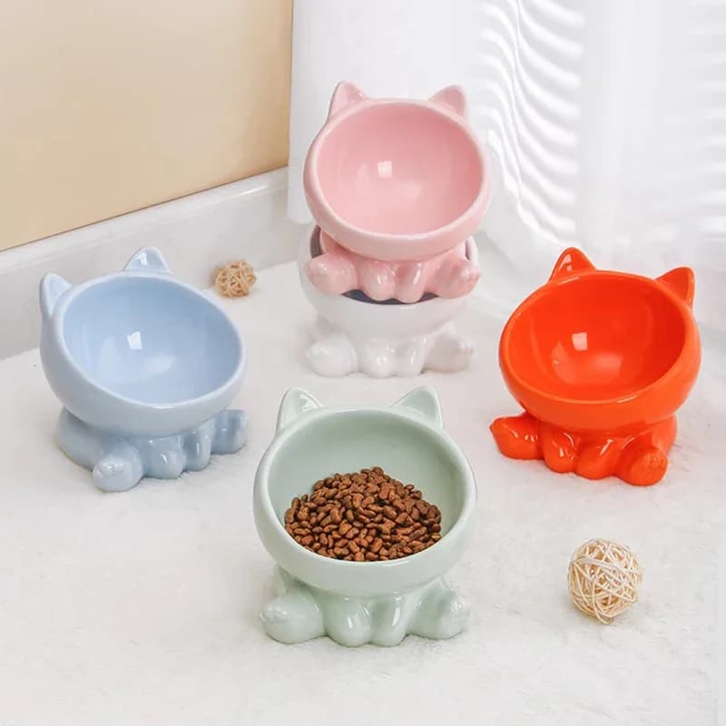 Cute Ceramic Bowl Pet Food Water Bowls Kawaii Cat's Plate Pets Products Katten Feeder Accessories Puppy Dogs Supplies