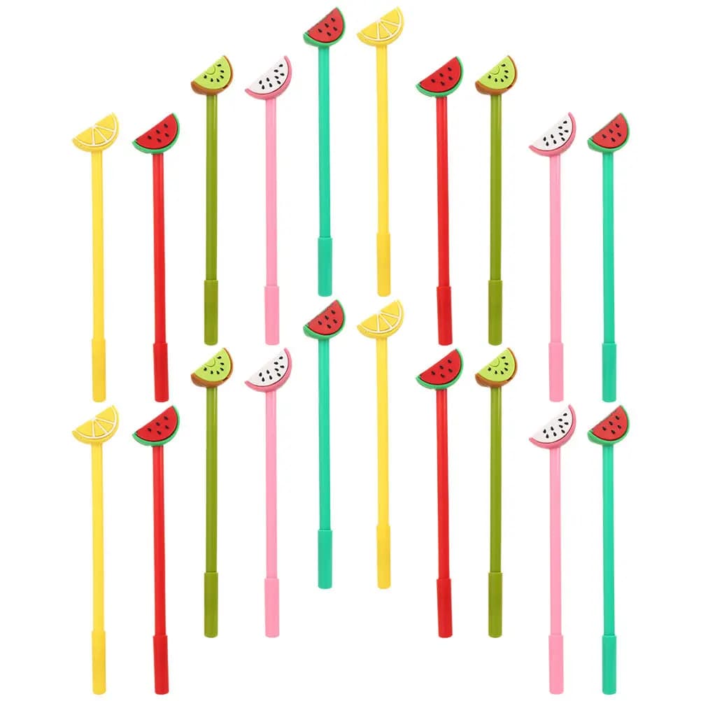 20Pcs Fruit Shape Gel Pen Smooth Writing Sign Pens Student Signature Note Taking School Accessories Cute Cartoon Prize Gifts