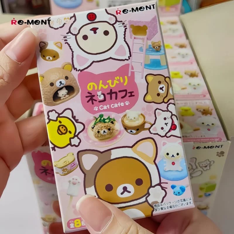 Re-Ment Blind Box Originale Rilakkuma Nonbiri Neko Cat Cafe Series Scena in Miniatura Statuette Carine Giocattolo Ornamentale Regalo di Compleanno