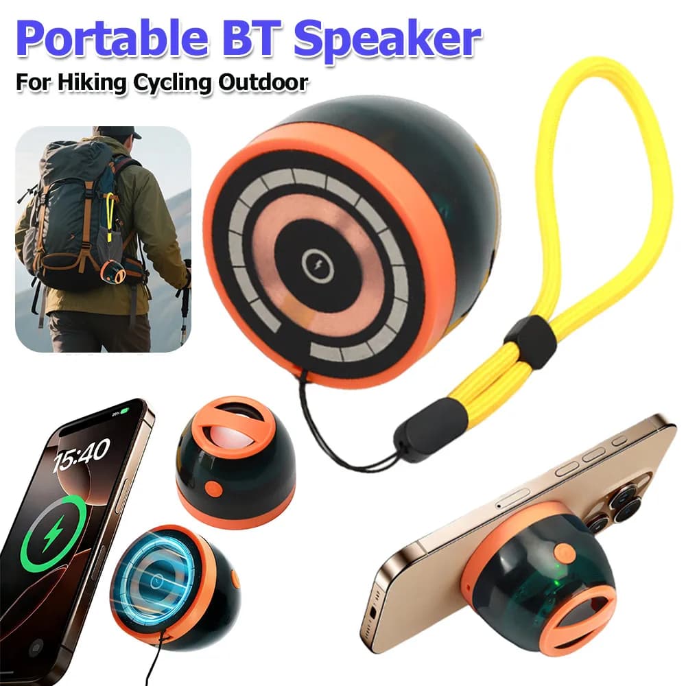 Portable Wireless Music Speaker Phone Holder Suction Cup RGB Speaker 3 in 1 Magnetic Phone Holder for Hiking Cycling Outdoor
