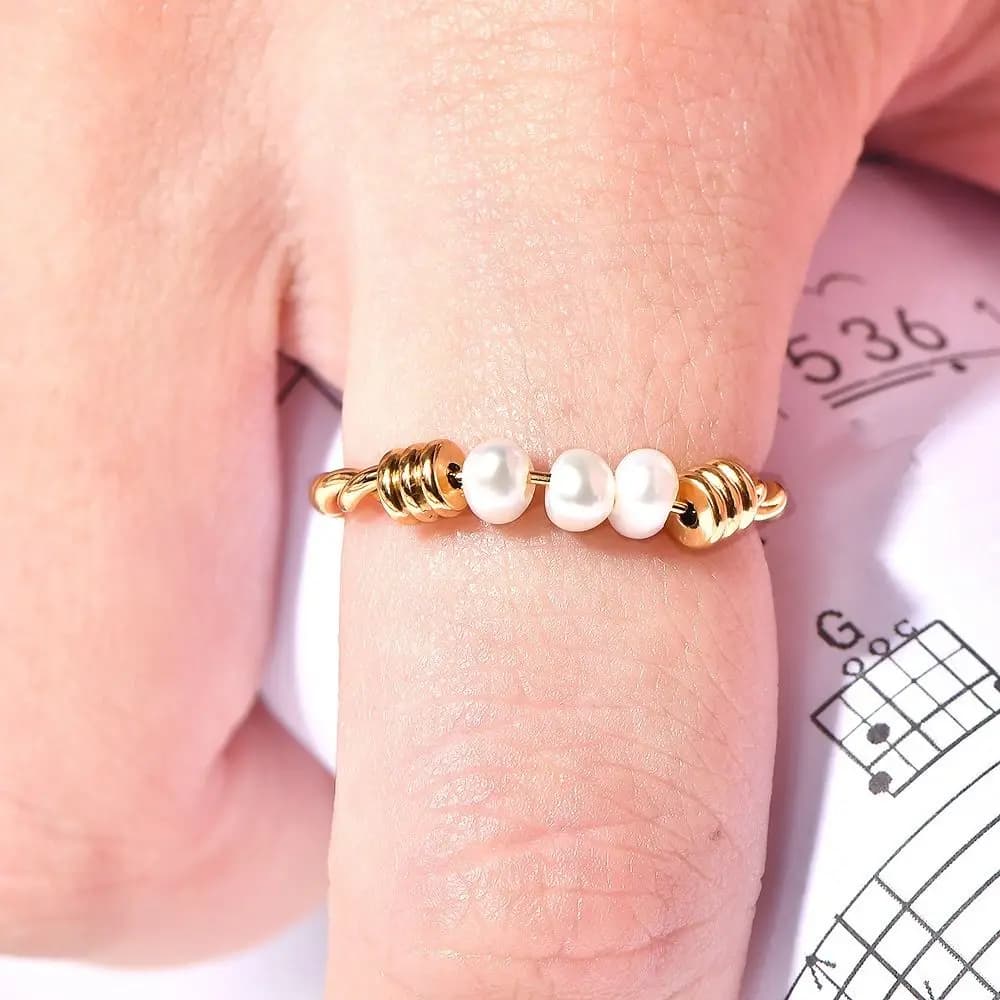 Simple Water Drop Light Luxury Ring Elegant Freshwater Pearl Pearl Ring Vintage 304 Stainless Steel Finger Ring Female