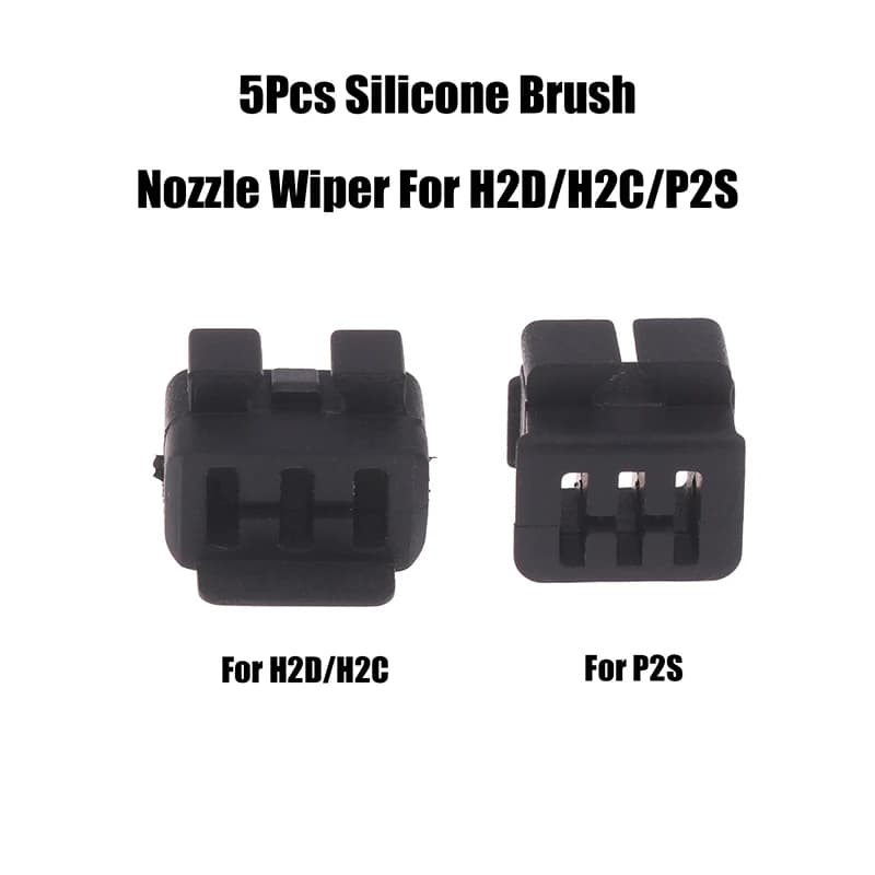 Nuovo set di 5 spazzole in silicone per ugelli, strumento di pulizia resistente all'usura per ugelli hotend, per accessori stampante 3D P2S/H2D/H2S