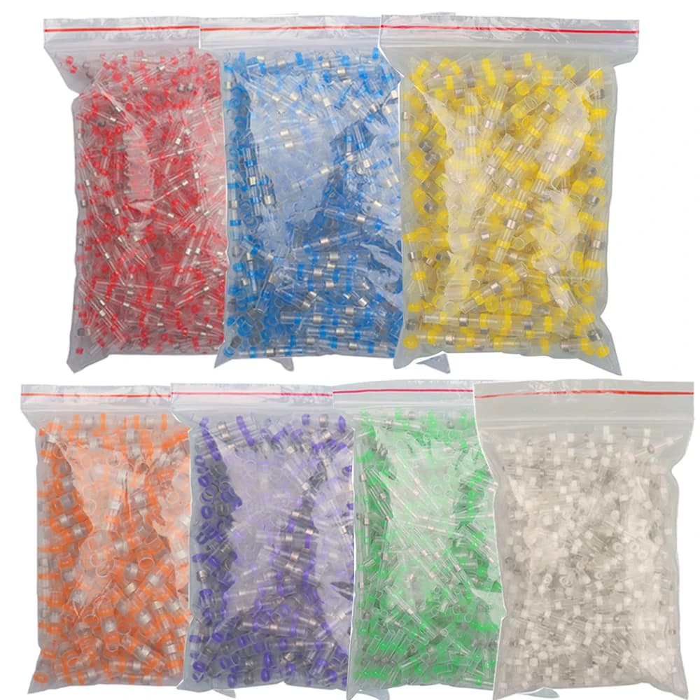 300-5000PCS Terminali a crimpare termorestringenti impermeabili Kit terminali di giunzione per cavi elettrici con guarnizione a saldare, con pistola ad aria calda