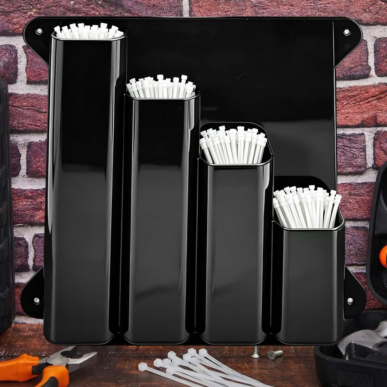 Zip Ties Holder 4 Pockets Aluminum Wall Mounted Universal Cable Tie Storage Rack For Enclosed Race Trailer Workshop Shed