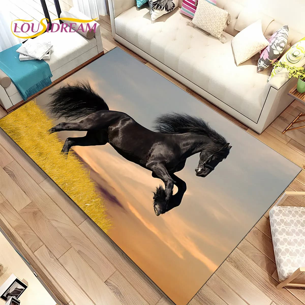 Tappeto 3D Animal Pentium Fine Horse Area Large, tappeto tappeto per soggiorno camera da letto divano zerbino decorazione, tappetino antiscivolo per bambini
