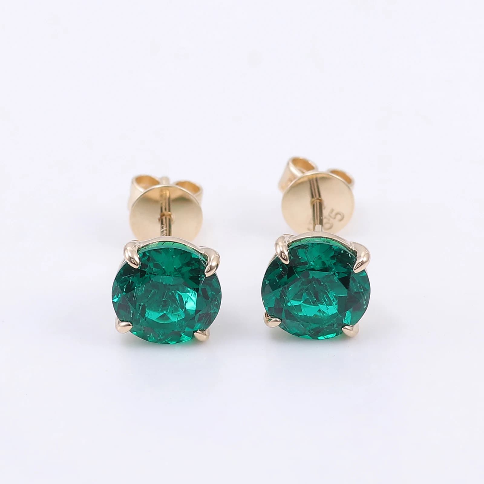 Orecchini Smeraldo Giallo Oro 10K con Taglio Rotondo di Provence Jewelry, Gioielli da Festa per Donna, Regalo di Compleanno Anniversario