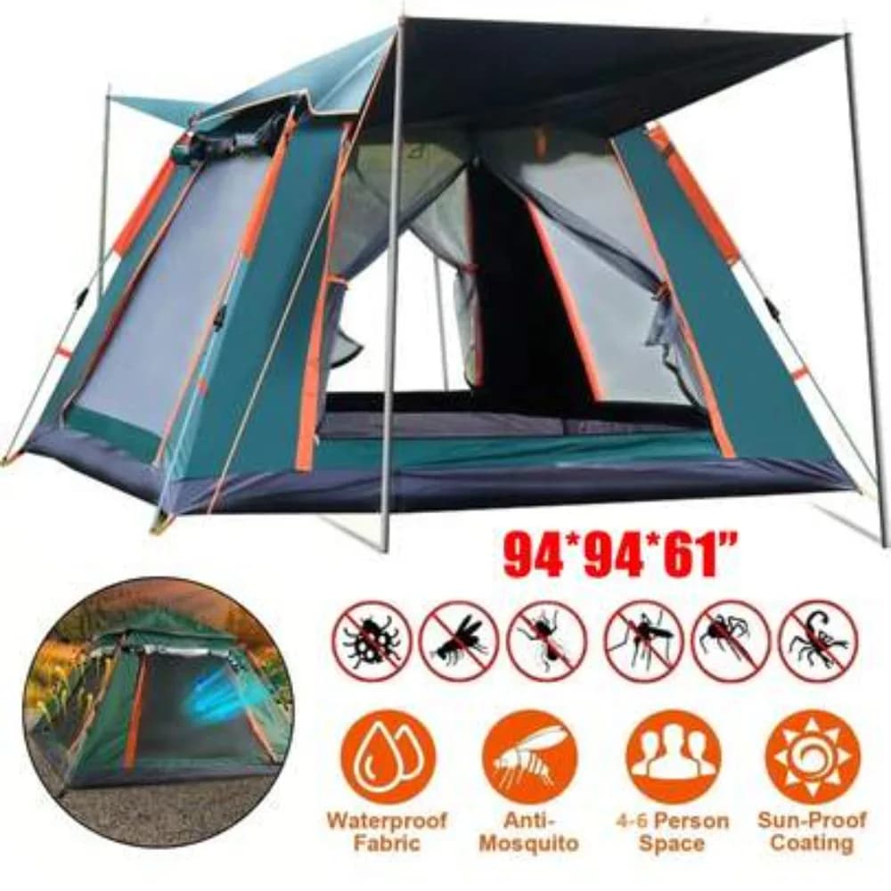 Camping Popup Tent 4 Person Instant Setup Waterproof Windproof Dome Family Outdoor Hiking Camping Gear with Carry Bag