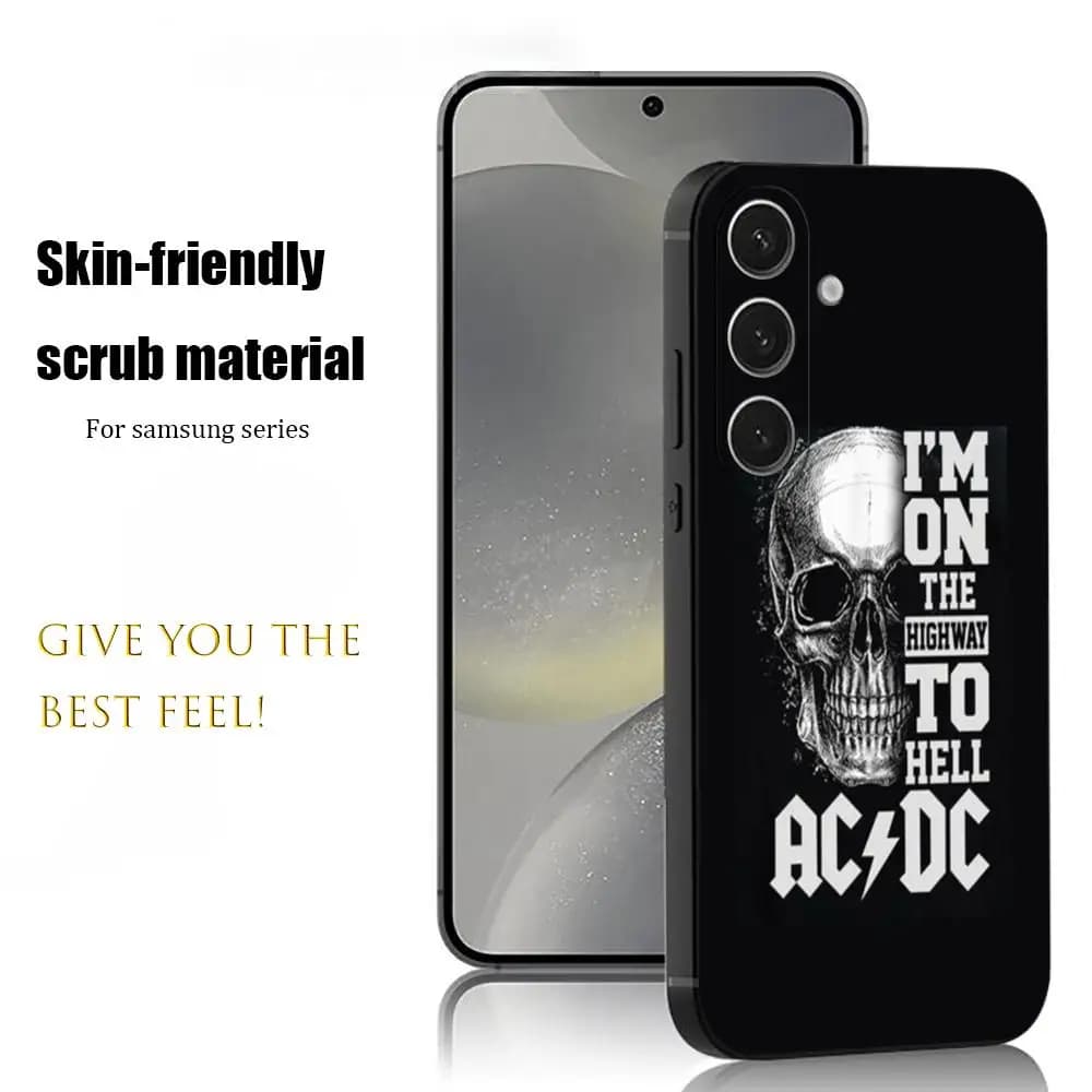 Ro-ck A-AC D-DC Cool band Custodia per telefono per Samsung Galaxy S26 S25 S24 S23 S22 S21 Plus Ultra Note20 Morbida Nera