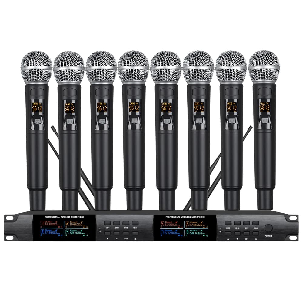 UHF wireless microphone system 8 portable microphones for Karaoke church Wedding Microphone for outdoor performance Wireless