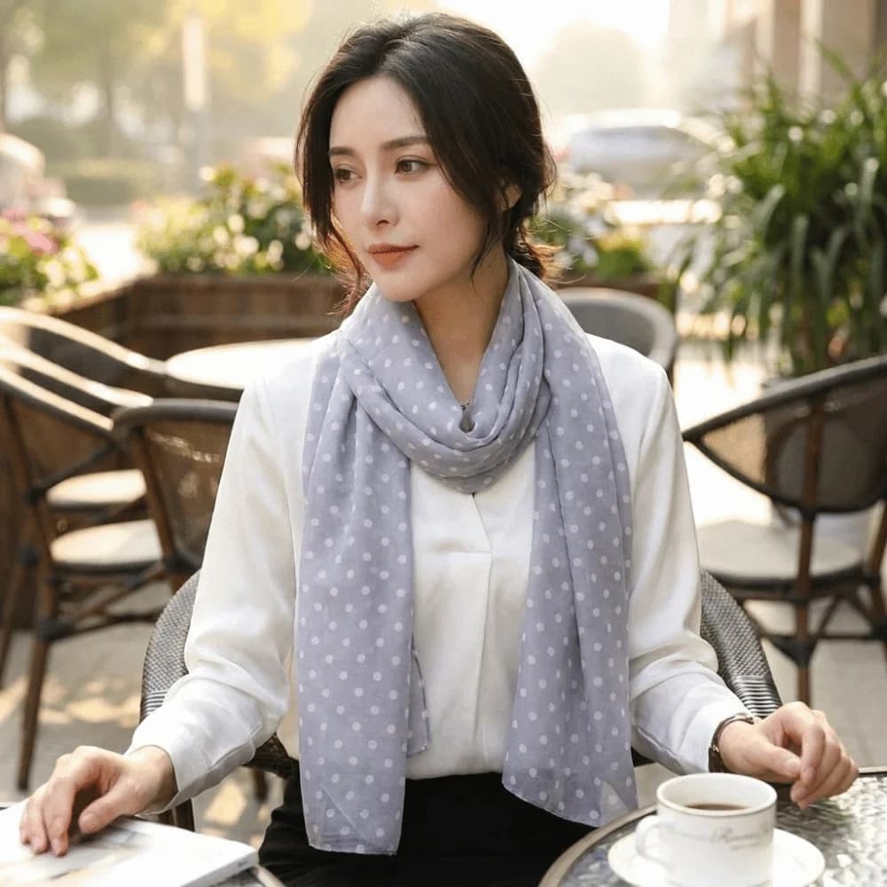 Transparent Polka Dots Printed Scarf Thin Chiffon Breathable Sun Protection Shawl Boho Lightweight Long Beach Silk Scarf