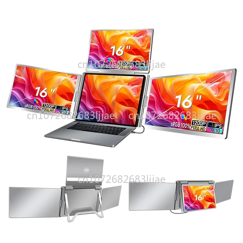 Schermo quad monitor per laptop Schermo per proiettore portatile Prolunga per schermo da 16 pollici Laptop 1 cavo per 3 display