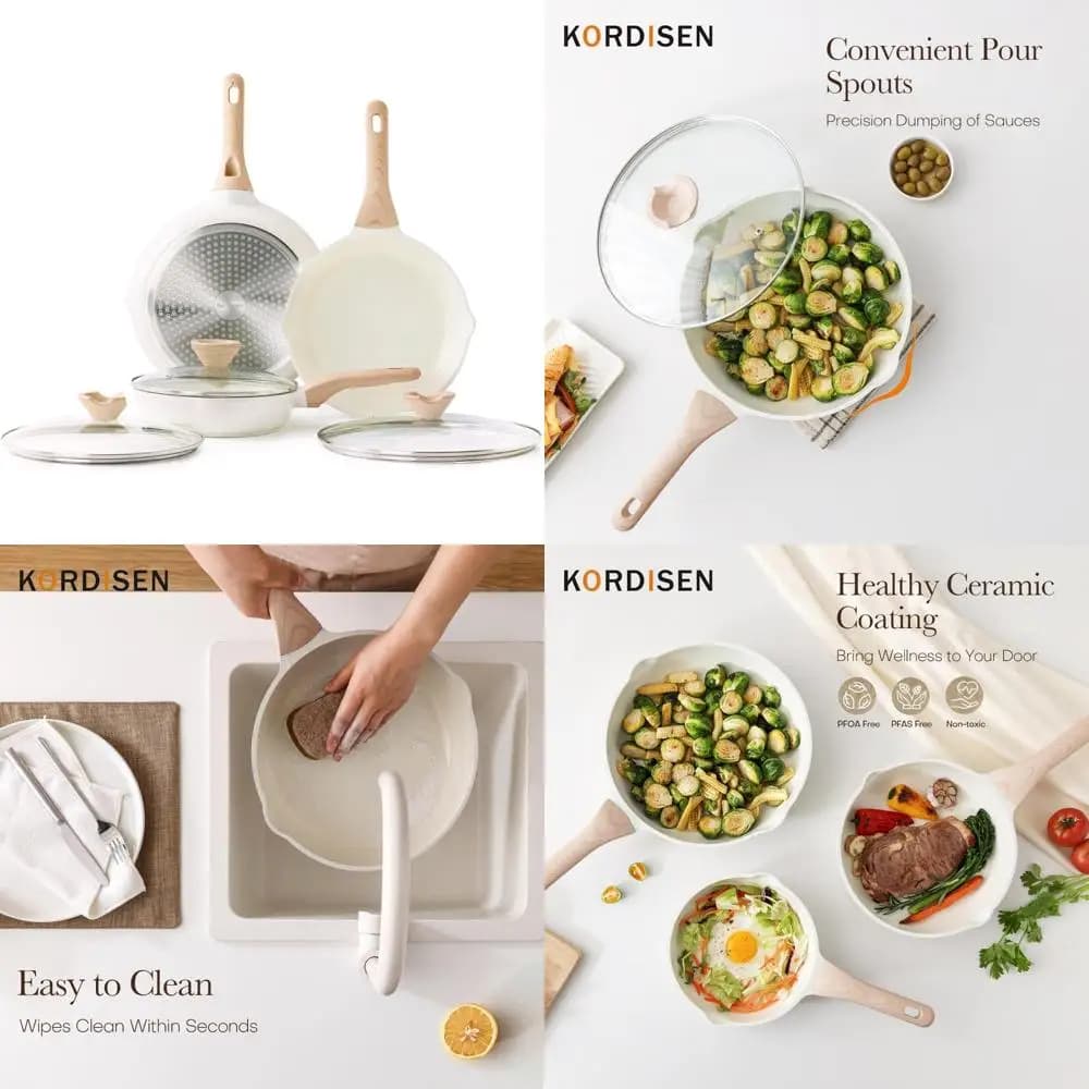 Set of ceramic non-stick pans - 3 piece pots for healthy induction cooking, non-toxic and long lasting cooking utensils