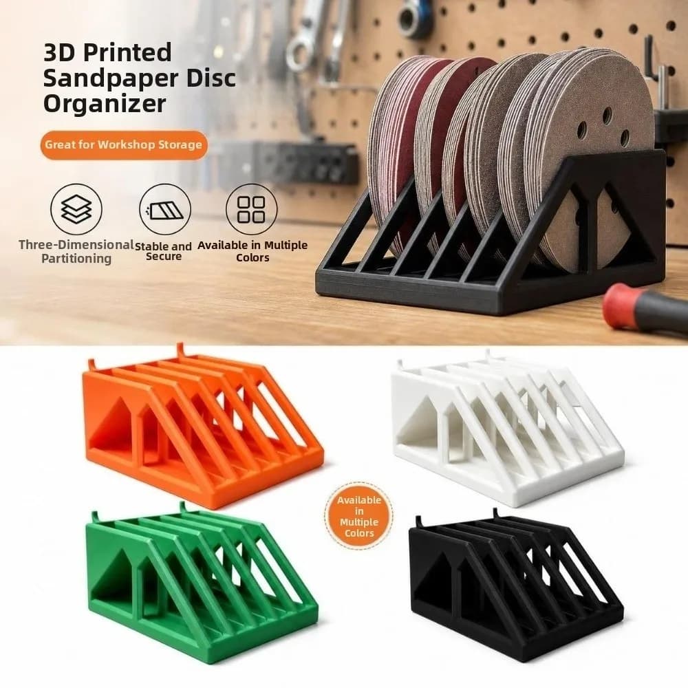 5 Slots Sand Paper Storage Rack 3D Printed Large Capacity Polishing Tool Organizer Handmade Lightweight Desktop Document Shelf