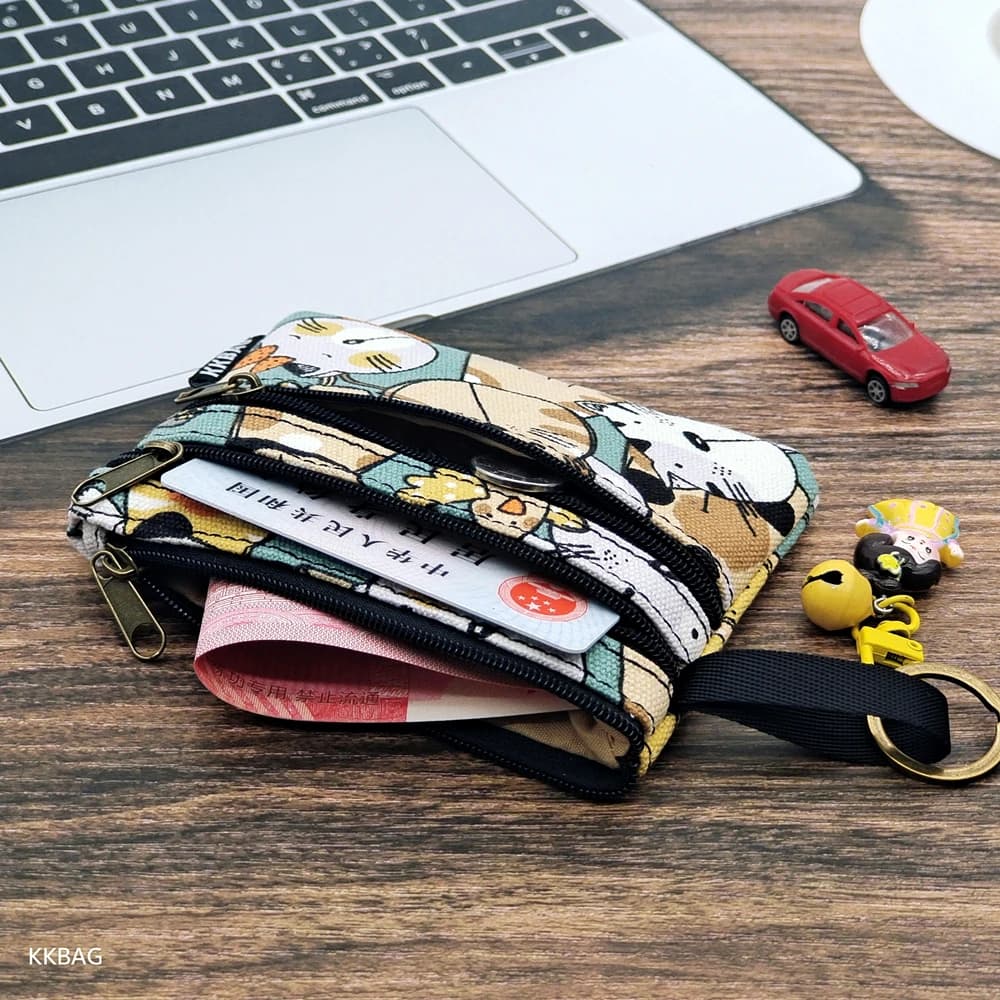 Portafoglio con animali carini, portamonete con cerniera, piccolo portamonete a forma di cartone animato, borsa portaoggetti leggera, porta soldi, porta carte e chiavi per studentesse e donne