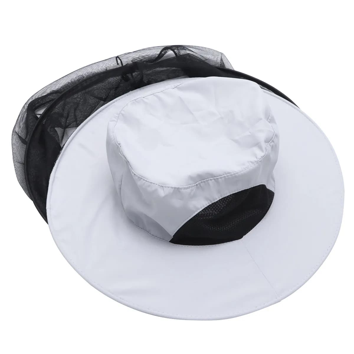 Cappello a Rete Resistente alle Macchie d'Acqua con Ampia Tesa e Protezione Pieghevole per il Collo, Ideale per Pesca, Campeggio ed Escursionismo