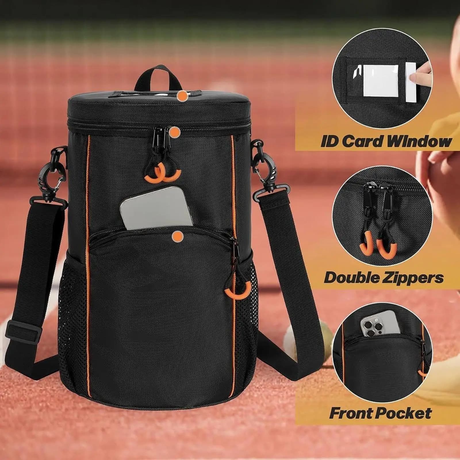 Borsa per palline da tennis Borsa portaoggetti portatile per palline da tennis impermeabile con fondo robusto