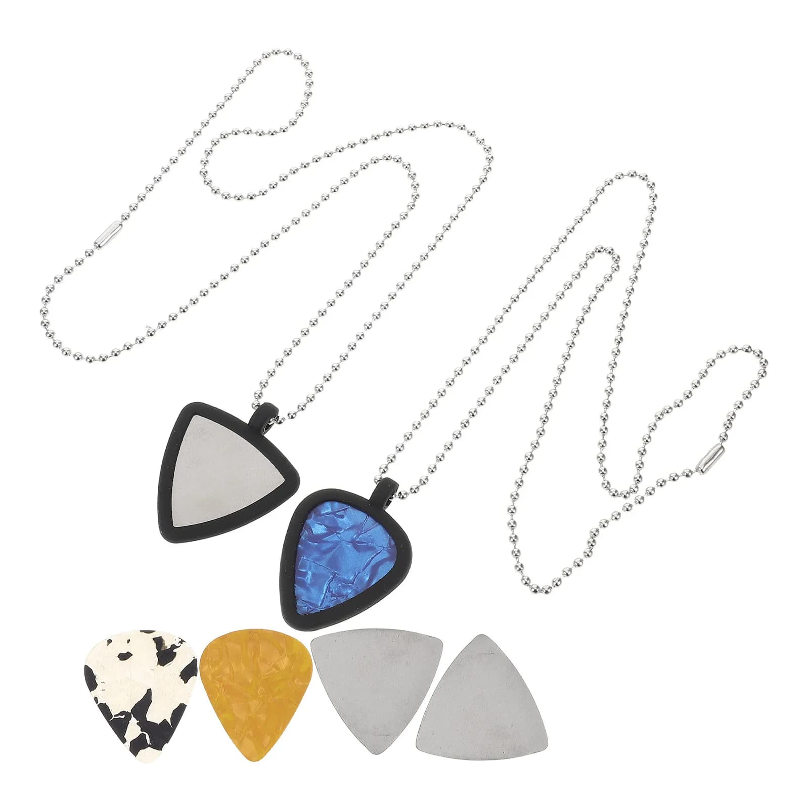 Set di 1 Porta Plettri per Chitarra in Silicone, Ciondolo Flessibile a Doppia Faccia per Conservazione Plettri, per Chitarra Acustica ed Elettrica, Basso