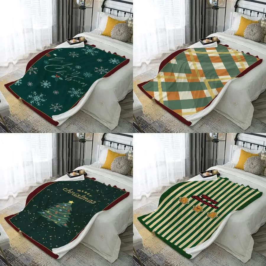 Buon Natale Fiocchi di neve Coperta in flanella in microfibra Coperta Camera da letto Soggiorno Divano Decorazione domestica morbida e confortevole