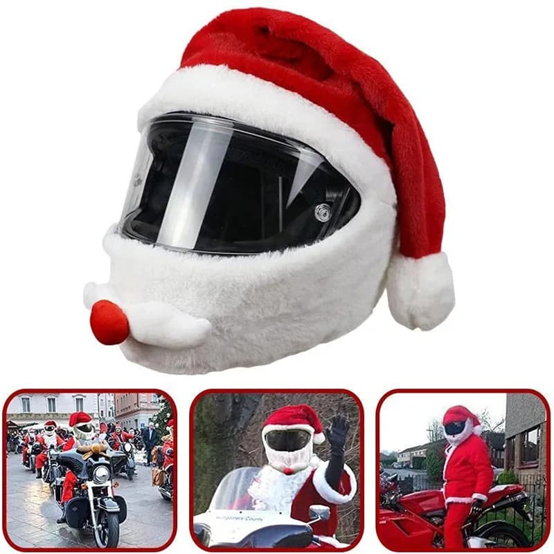 2024 nuovo casco da moto cappello di natale all'aperto pazzo e divertente maschera per casco da moto di babbo natale natale