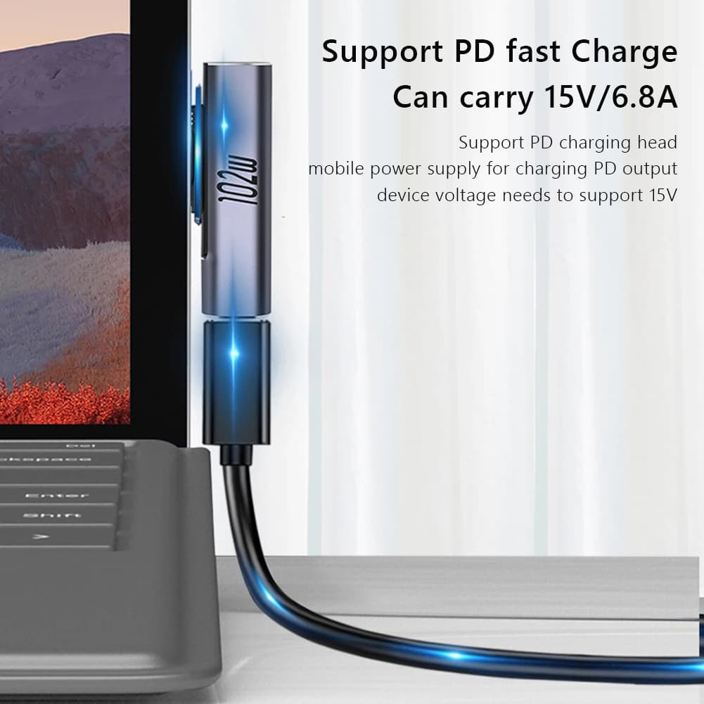 Per Microsoft Surface Pro X 8 7 6 5 4 3 Go Libro a USB Tipo C PD Convertitore di ricarica rapida Adattatore di alimentazione per caricabatterie USB C 15V/3A
