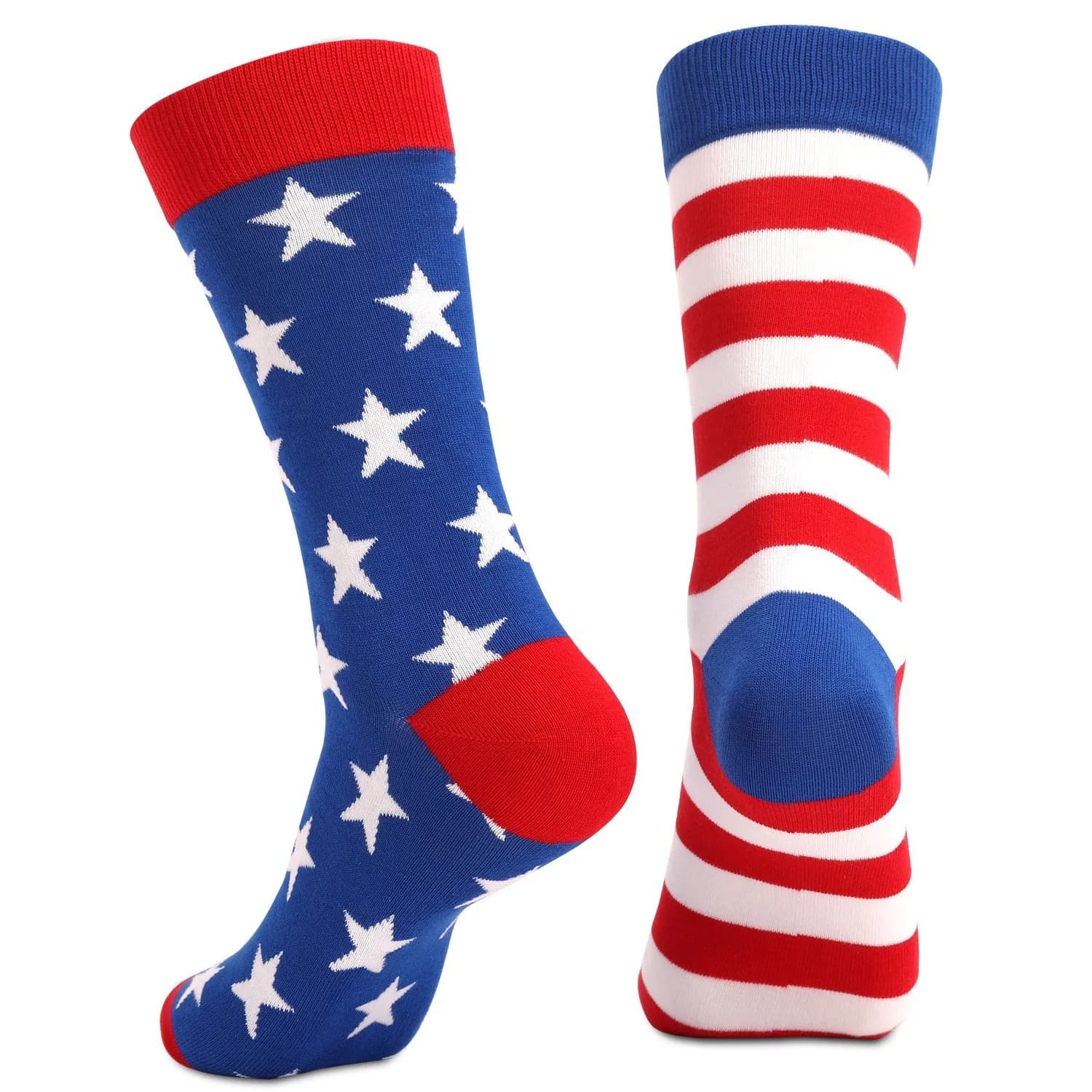 2 paia di calzini da uomo alla moda con motivo a stelle e strisce della bandiera americana, comodi e traspiranti, calzini sportivi da esterno per coppie