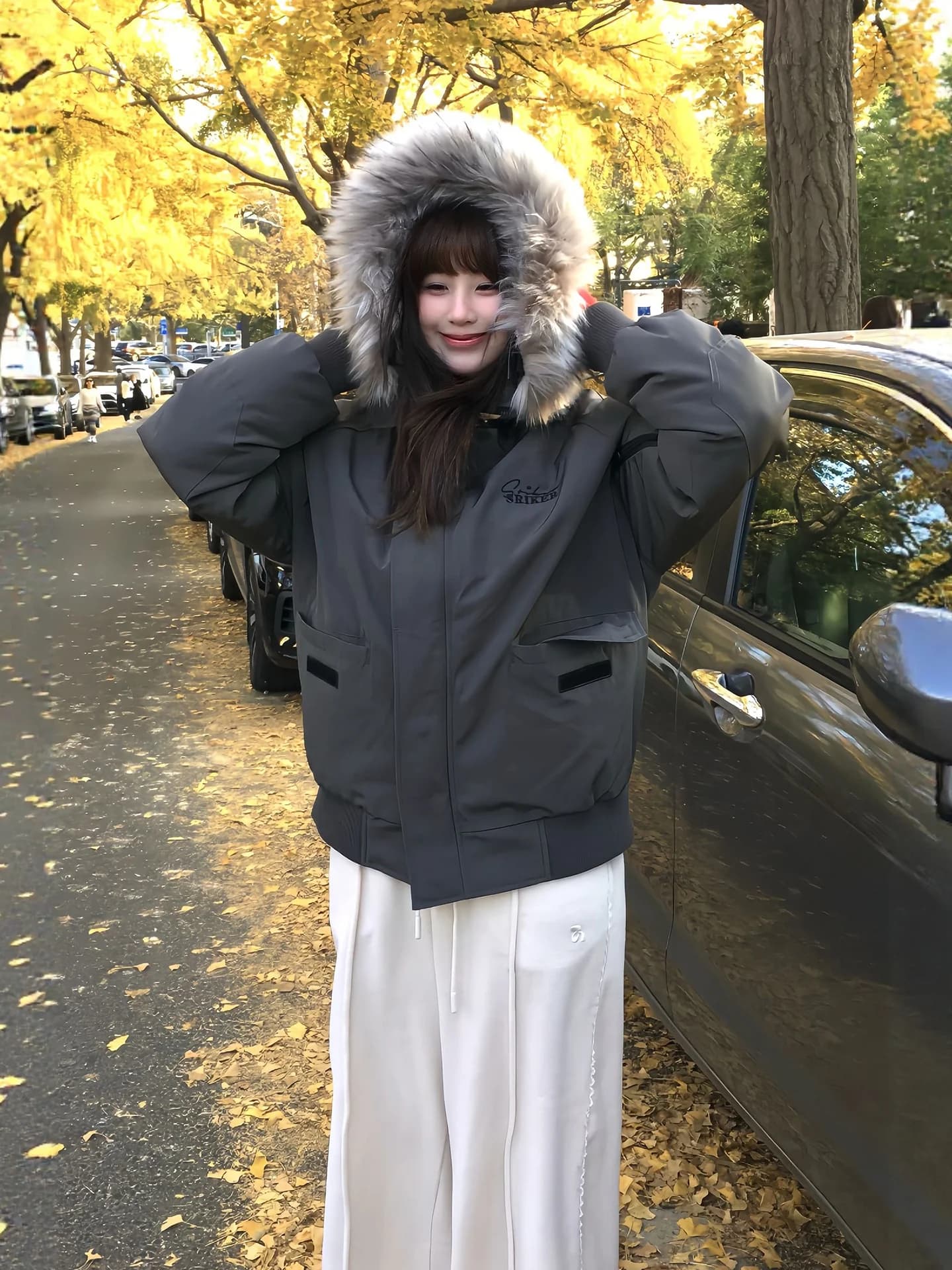 Parka per Ragazze e Donne, Autunnale, Peloso, Antifreddo, Carino, Sportivo, con Vita Stretta, Pelliccia Artificiale Elastica, Stile Militare Trendy
