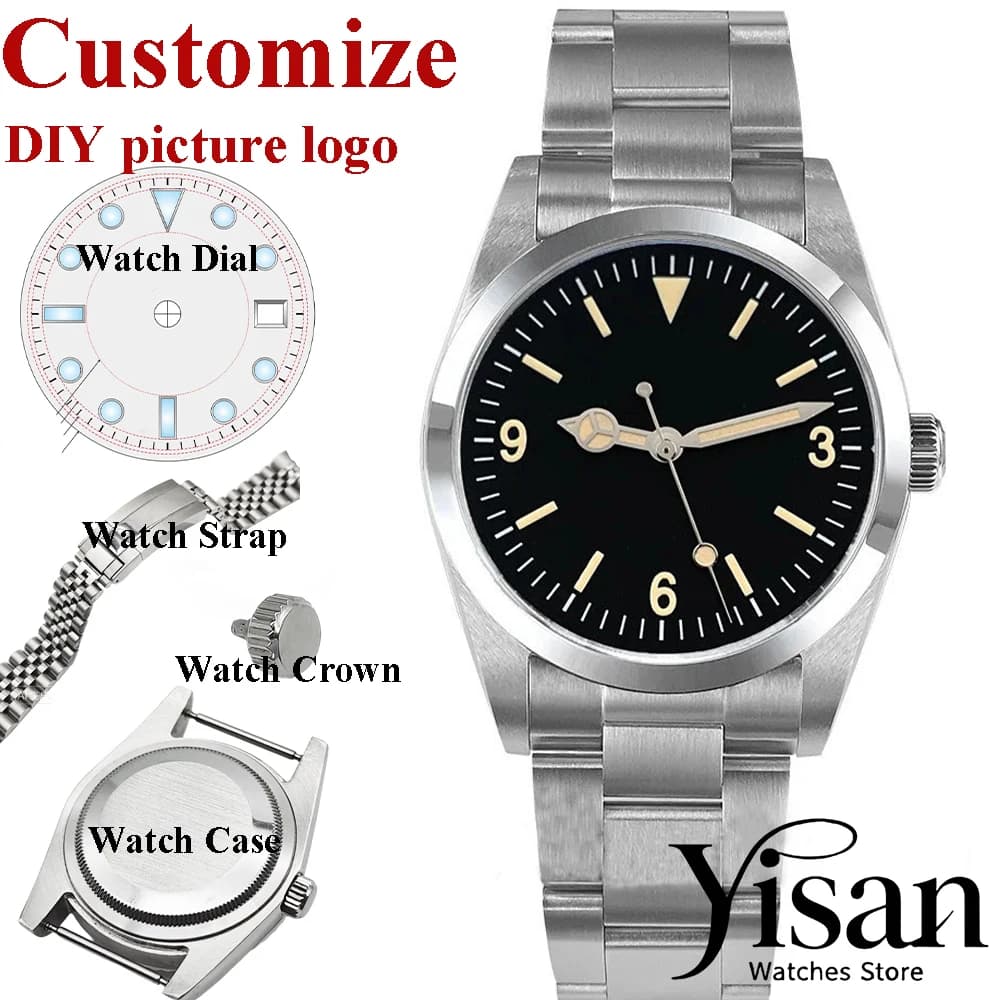 Orologio Personalizzabile Fai-da-Te, Automatico da Uomo 36mm/40mm, Vetro Zaffiro, Acciaio Inossidabile 316L, Movimento NH35 PT5000 ST2130 Miyaota8215