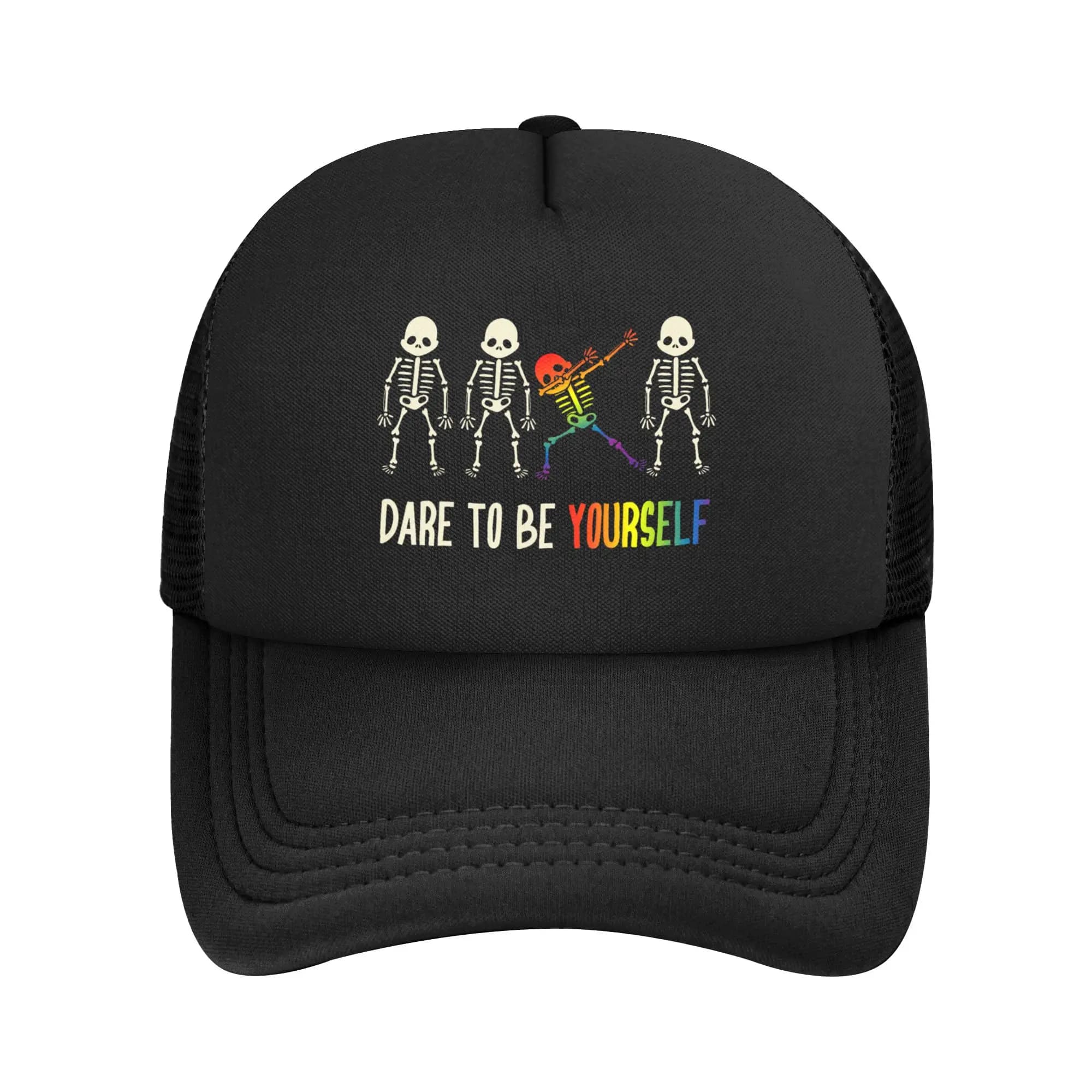 Cute LGBT Pride Skeleton Trucker Hats Adult Hip-Hop Mesh Baseball Cap Summer Adjustable Sun Caps