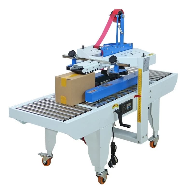 Macchina sigillatrice automatica a rullo per imballaggi in cartone espanso per e-commerce, attrezzatura per l'imballaggio automatico con nastro adesivo.