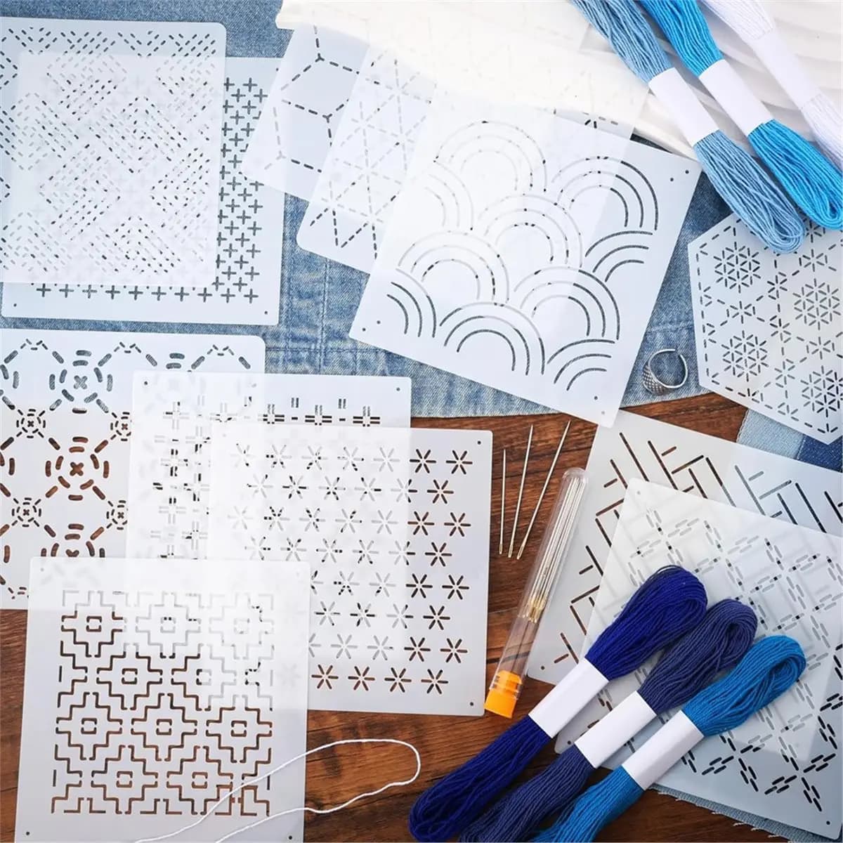 Kit filo da 37 pezzi Modelli ditali in cotone Progetti di ricamo per cucire Quilting a mano Forniture per rammendare
