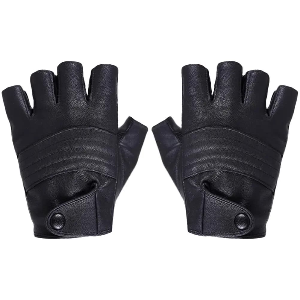 1Pair Mens Black Fingerless Gloves Half Finger Cycling Gloves Comfortable Supple Gym Workout Training Fitness Supplies