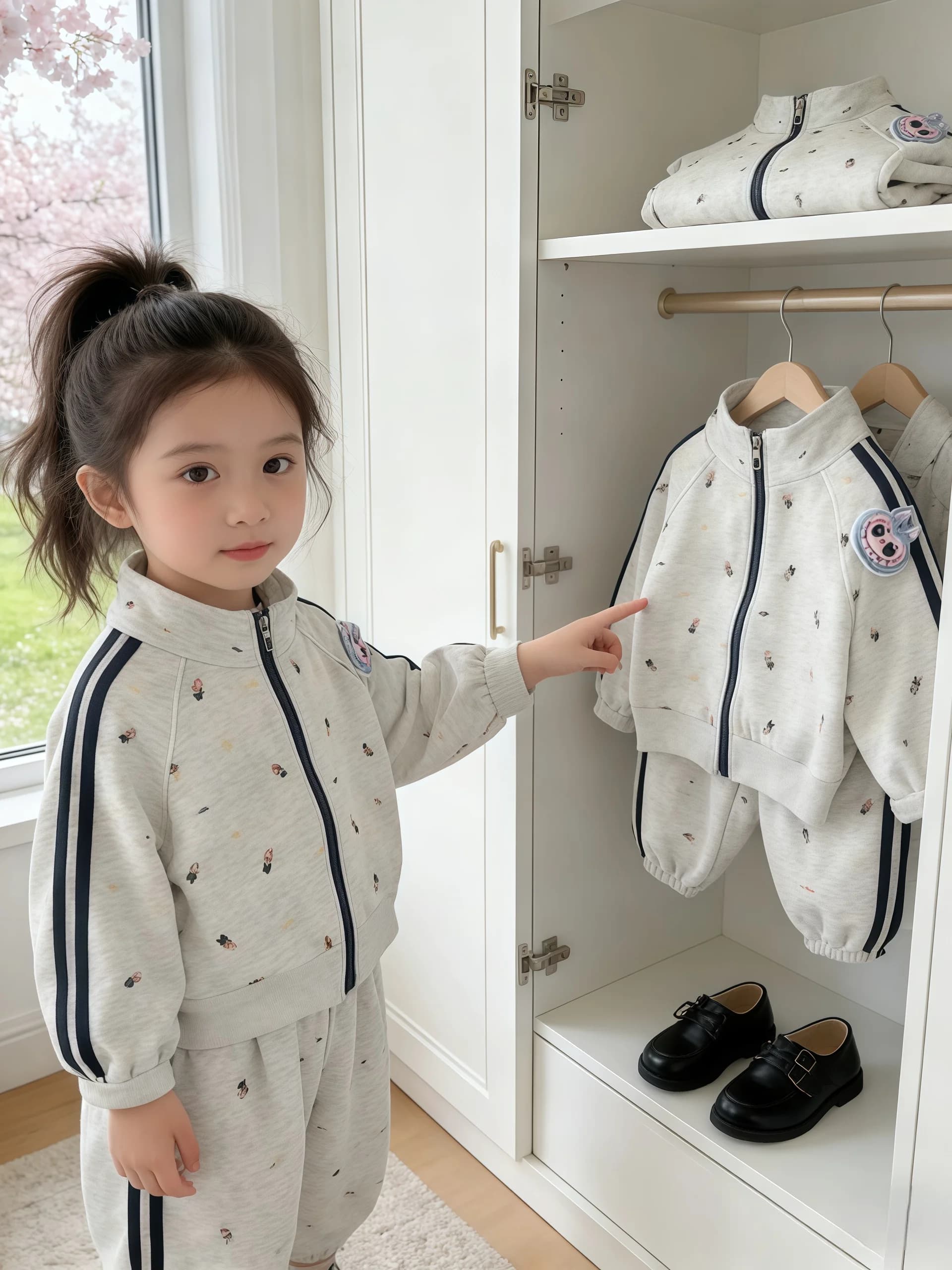 Spring Children's Casual Sports Outfit 2026 New Cartoon Doll Set Boys Girls Matching Jacket Pants Two-Piece Set Cotton Zipper