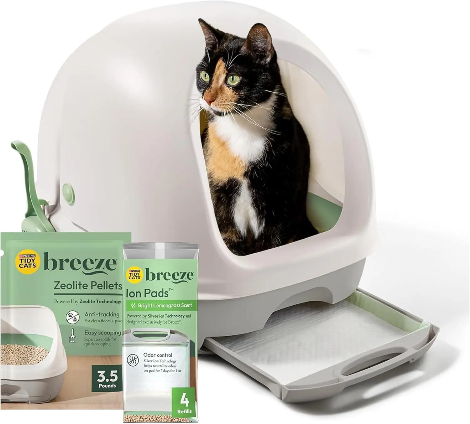 Kit Sistema Lettiera per Gatti Coperta con Pellet, Coperchio e Tappetini per il Controllo degli Odori