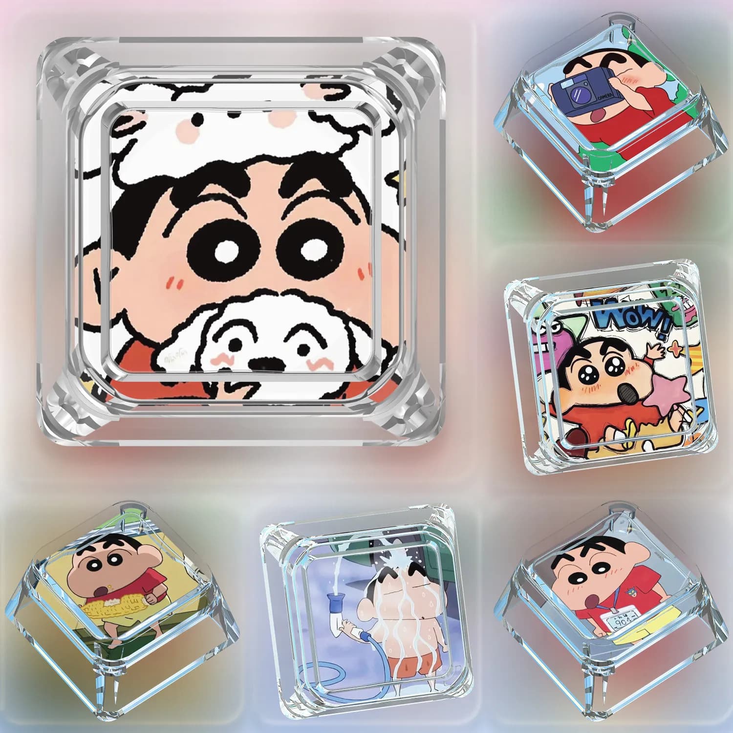 Keycaps Personalizzati DIY Nohara Shinnosuke per Tastiera Meccanica, a Forma di Pastelli, con Asse Incrociato, per PC, Regalo e Giocattolo
