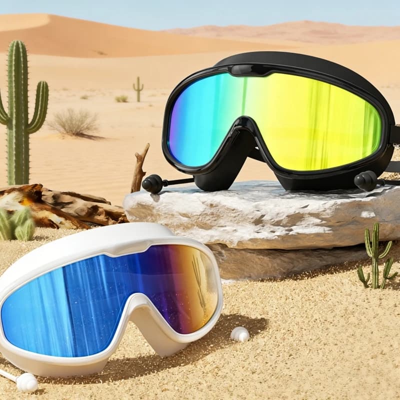 Unisex Adult Large Frame Swim Goggles, HD Waterproof Anti-Fog Swimming Goggles with Ear Plugs
