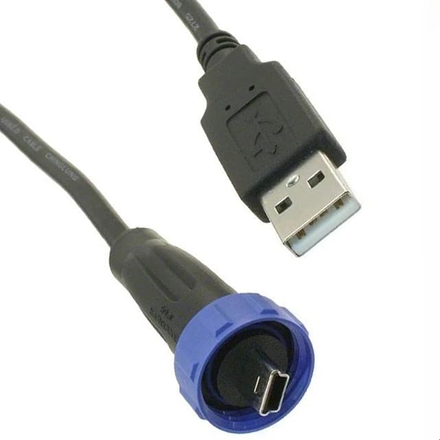 Cavo USB da Mini USB Tipo B Maschio (montabile) a USB A Maschio, Adattatore USB 2.0 Nero 2m 6.6 FT, 28AWG, Impermeabile IP68