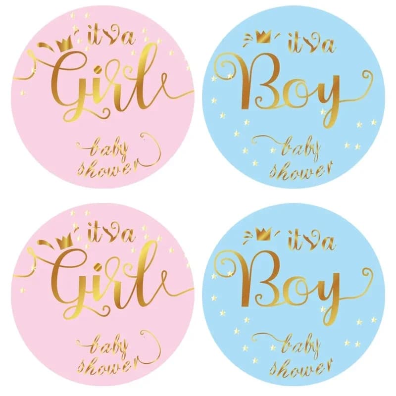 60Pcs Its A Boy Girl Stickers Baby Shower Round Packaging Sealing Label Gender Reveal Christening Sticker 1st Birthday Supplies