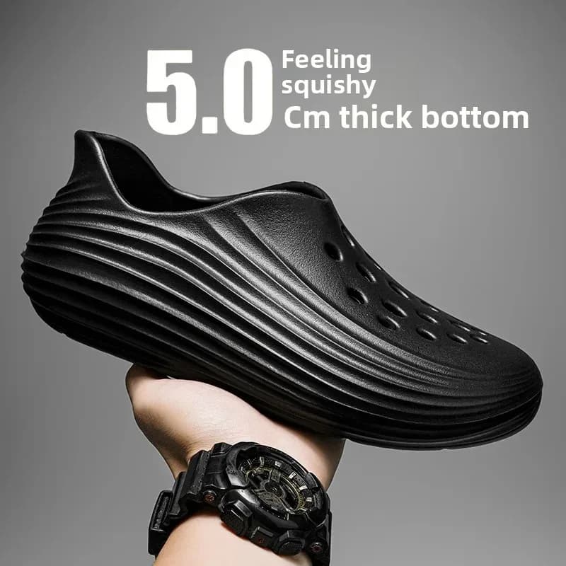 Material Casual FootweaMen's Sporty Slip-On Shoes Breathable Sandals Thick Botto Beach Footwear Anti-Slip Summer Hole Shoe EVA
