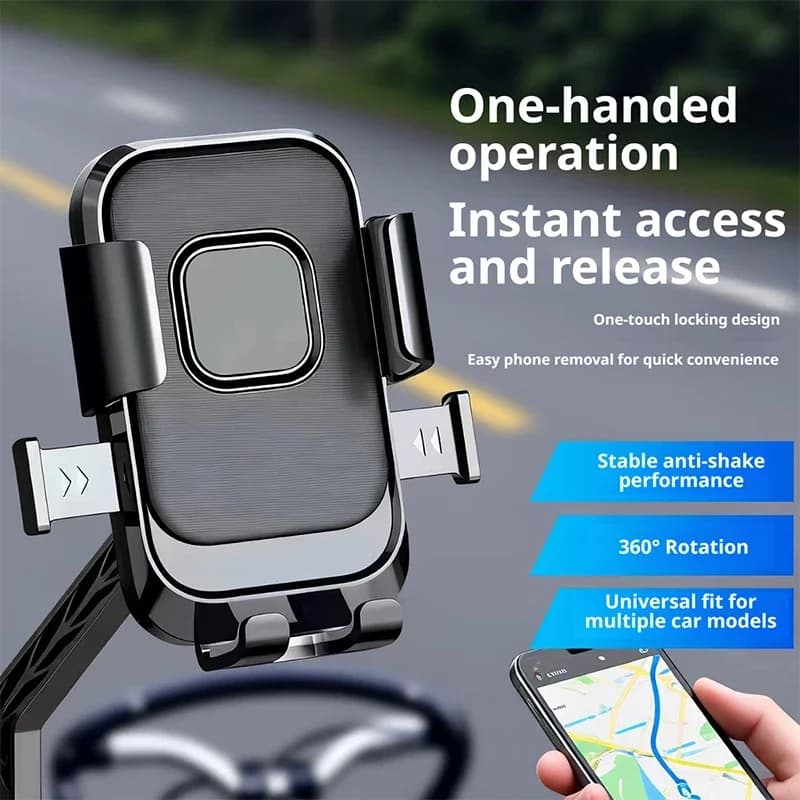 360° Free Rotation Shockproof Universal Handlebar Phone Holder for Motorcycle & Bicycle, Fits iPhone, Xiaomi and All Smartphones