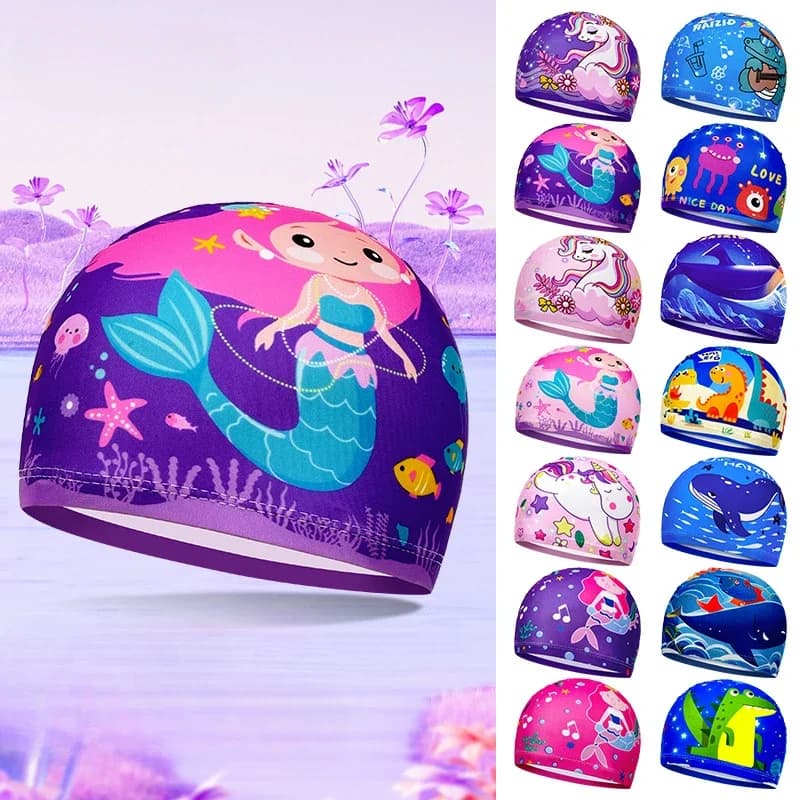 Children's Swimwear for Boys and Girls Cuffie Swimwear funny cartoon Printed swimming heads for soft and elastic children Swimming accessories