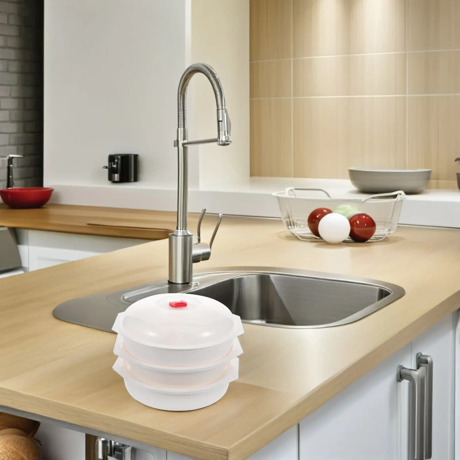 Set di 3 Ciotole per Microonde con Coperchi Ventilati, Contenitori Multistrato Divisi, Resistenti alle Alte Temperature, per Preparazione Pasti, Portatili e Leggeri
