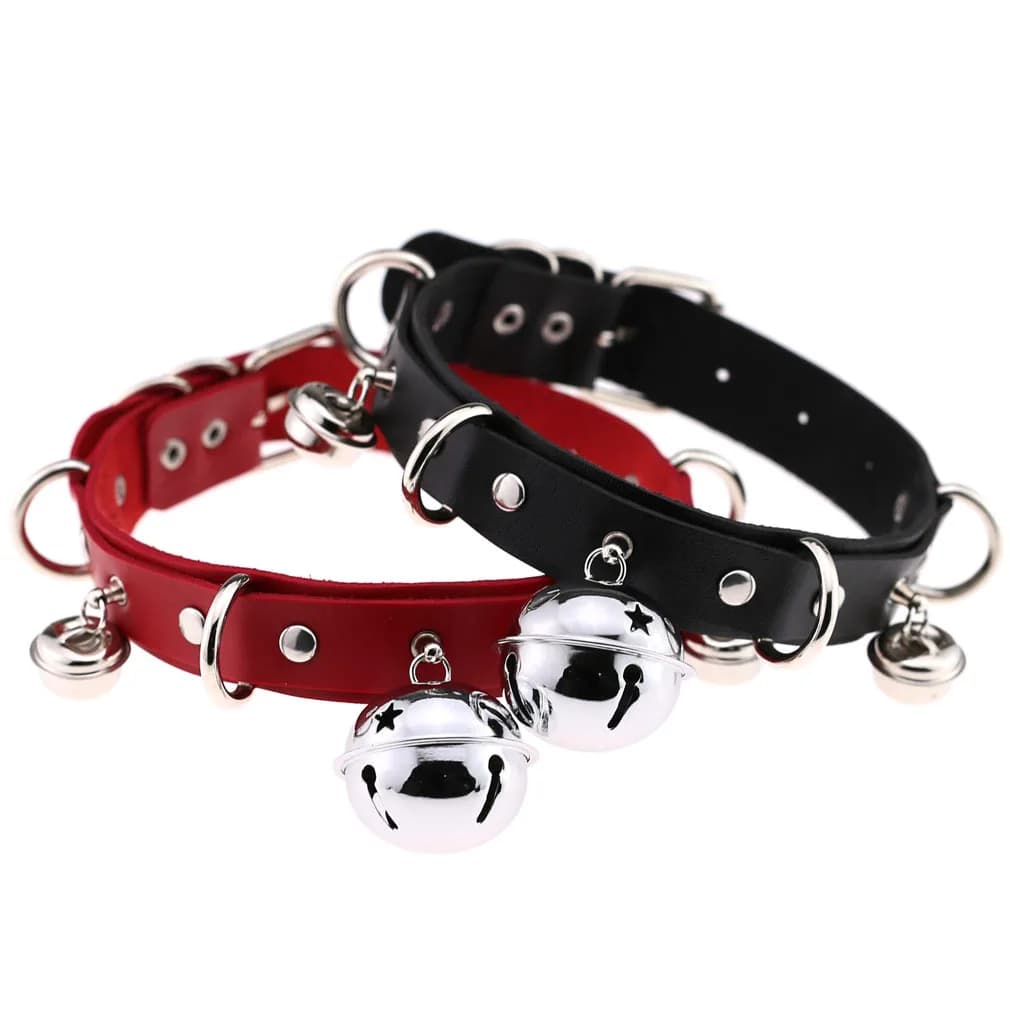 Cosplay Girl Night Bar Bondage Girocolli Harajuku Gotico Nero Goth Punk Sexy PU Collare in pelle Chocker Crash Bell Collana girocollo
