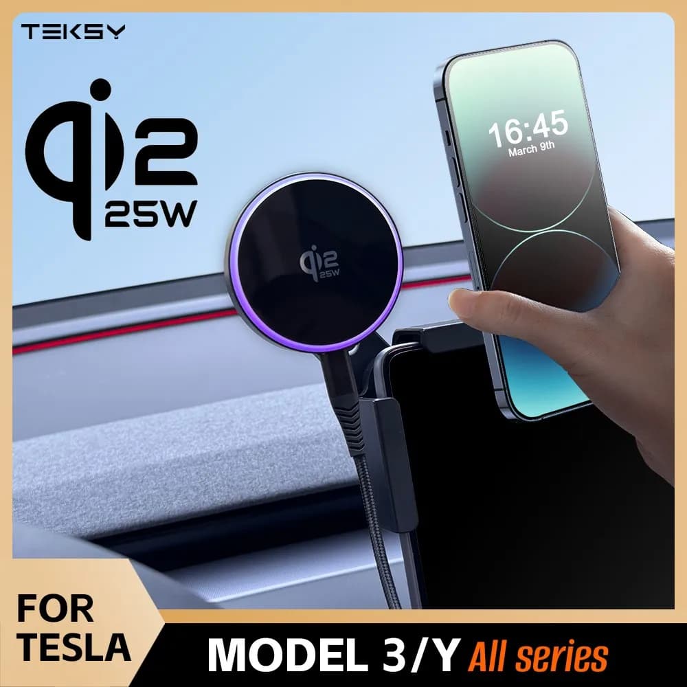 Supporto Magnetico per Telefono da Auto Qi2.2 25W con Caricatore Wireless Compatibile con MagSafe per Tesla Model Y L JUNIPER 3 HIGHLAND 2026