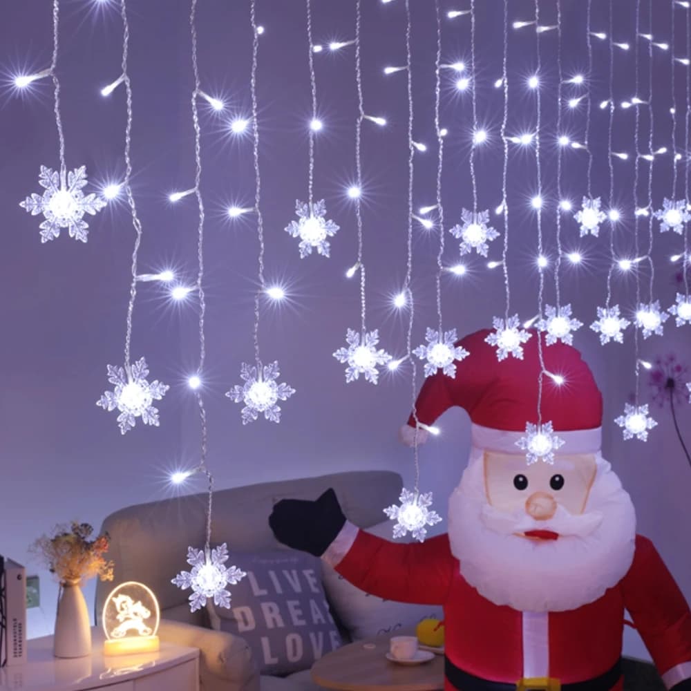 220V 110V Snowflake Light Strings Fairy Lamp EU US 8 Modes Xmas Lights Christmas Decoration Room Decoration Led Curtain Lights