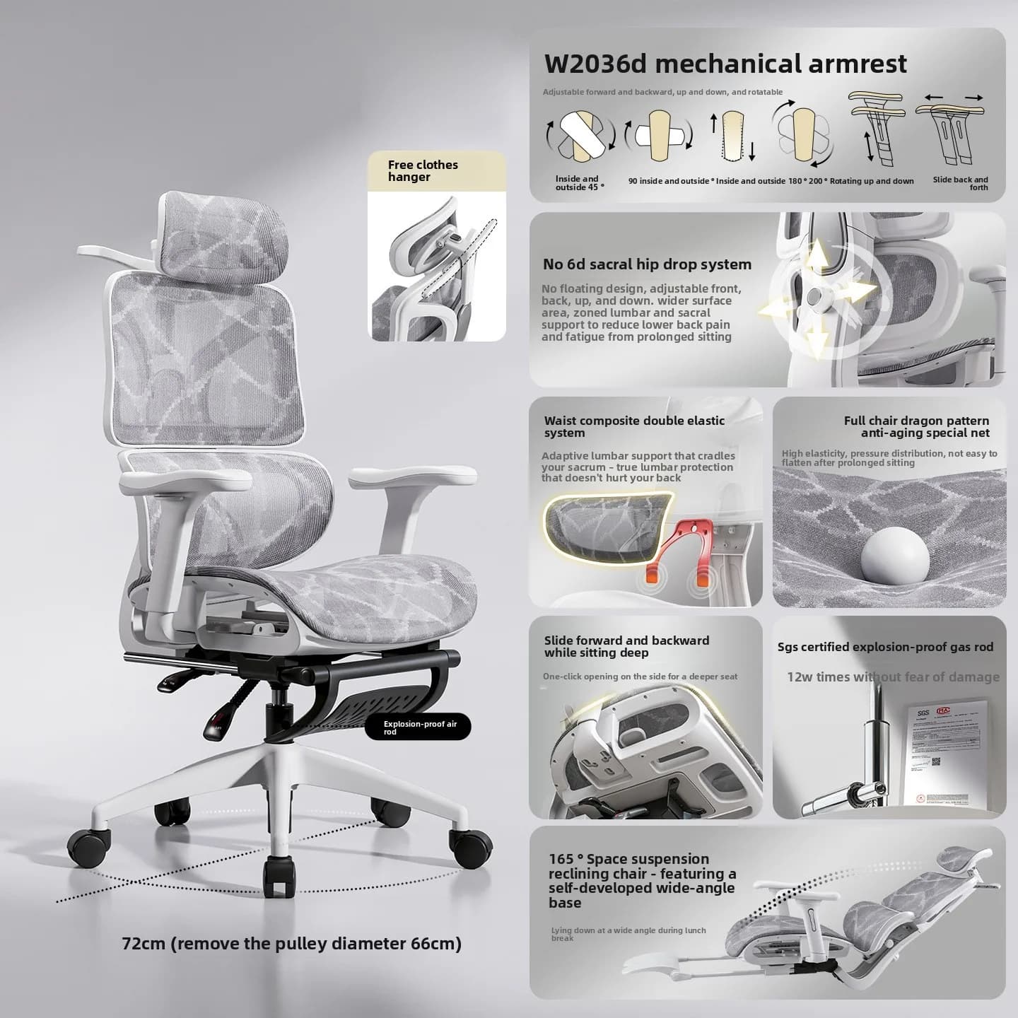 Sedia ergonomica, sedia da computer, sedia reclinabile confortevole, sedia da gaming, sedia da ufficio, seduta reclinabile
