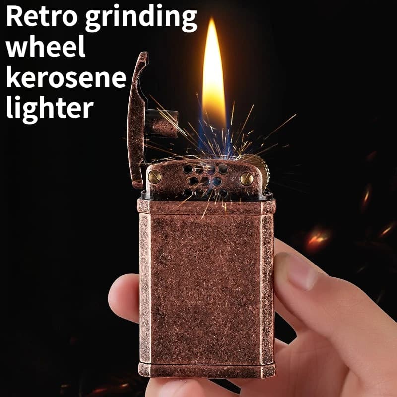 Creative Retro Grinding Wheel Ignition Lighter Zinc Gold Windproof Lighter High-end Men's Gift