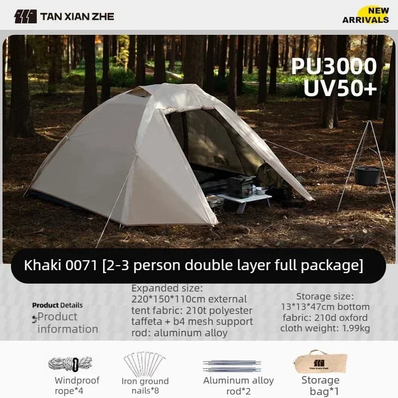 Windproof Breathable Aluminum Pole Lightweight 2kg Travel One Person Tent Outdoor Hiking Camping Tent 4 Seasons Waterproof