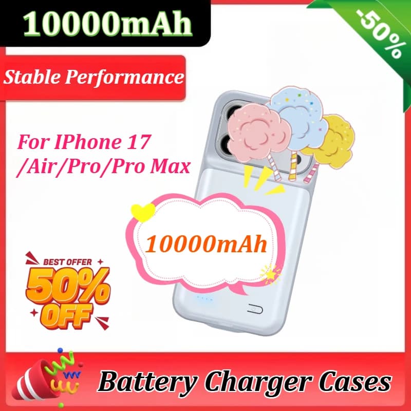Custodia Batteria da 10000mAh per iPhone 17/Air/Pro/Pro Max, Caricabatterie Portatile Esterno, Custodia di Backup, Accessori per Cellulari