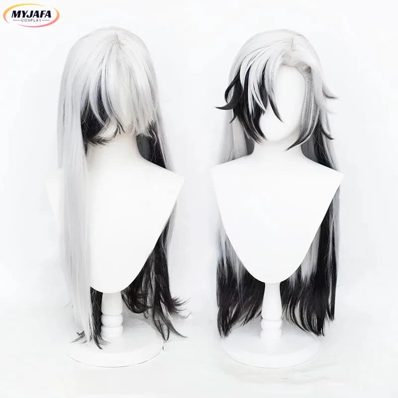 ABC123Boothill Cosplay Wig HSR Boothill Silver White Black Mixed Long Heat Resistant Synthetic Hair Anime Wigx;3,f'6,h.7;j