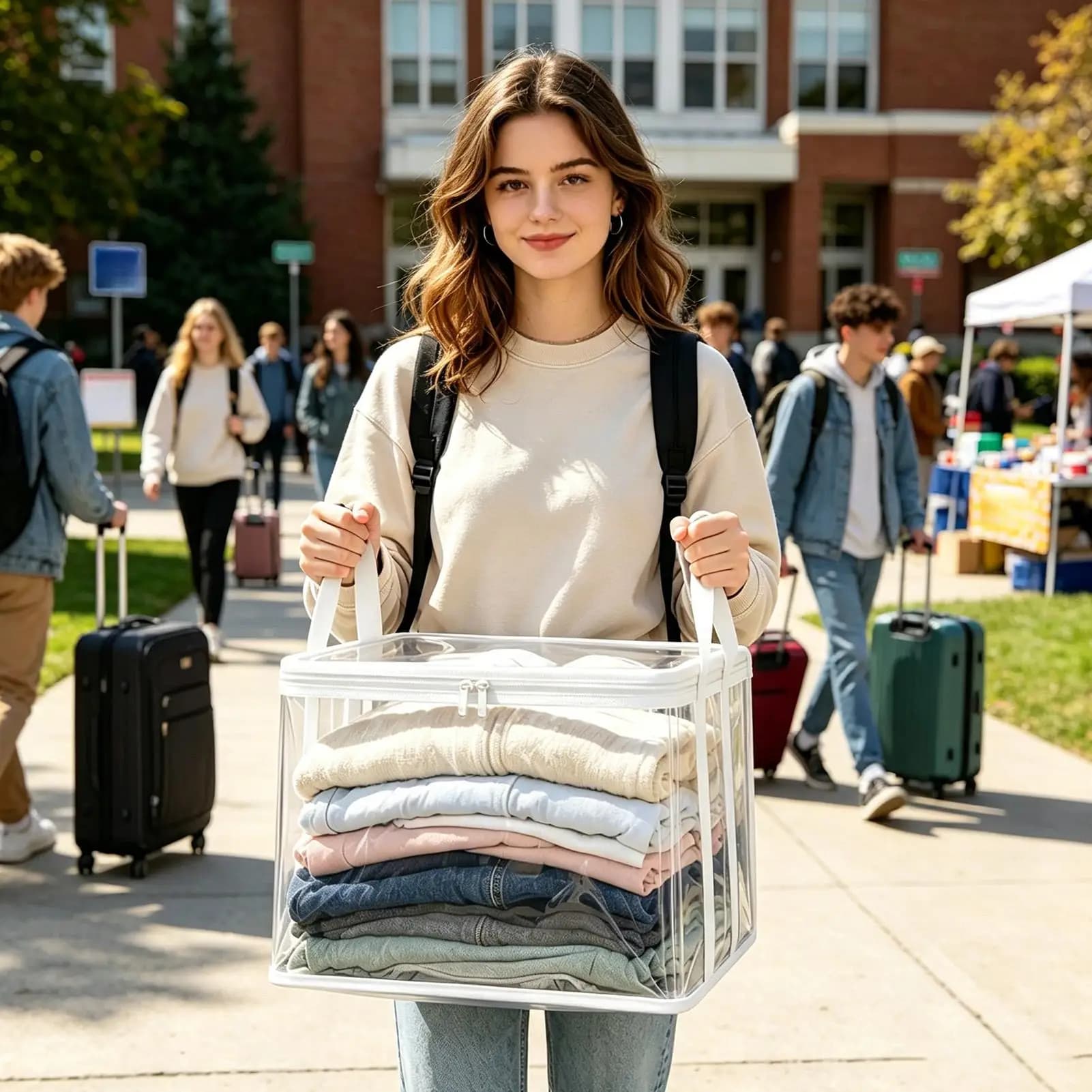 Sacchi trasparenti per trasloco, set da 4, impilabili, riutilizzabili, impermeabili, per giocattoli, vestiti, scarpe, biancheria e coperte